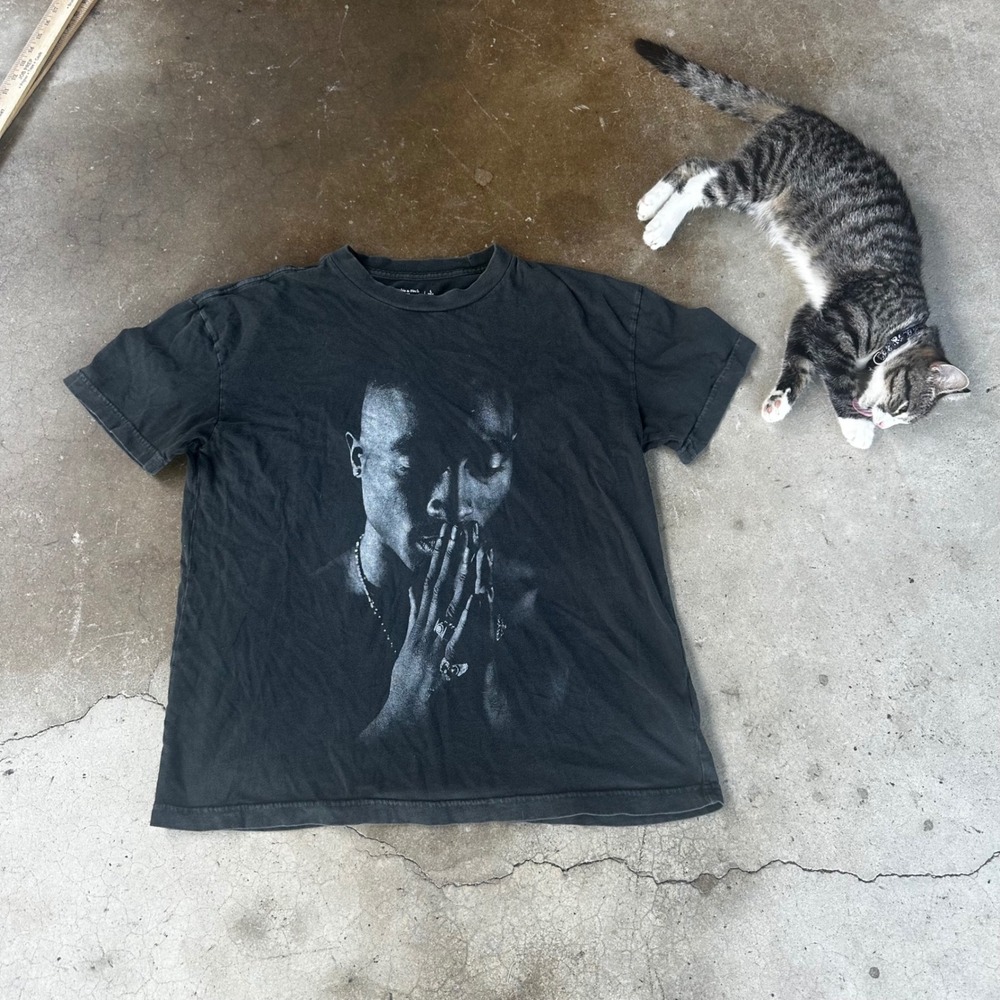 Abercrombie & Fitch Graphic Tee Mens Large Black Excellent Tupac Shakur Relaxed